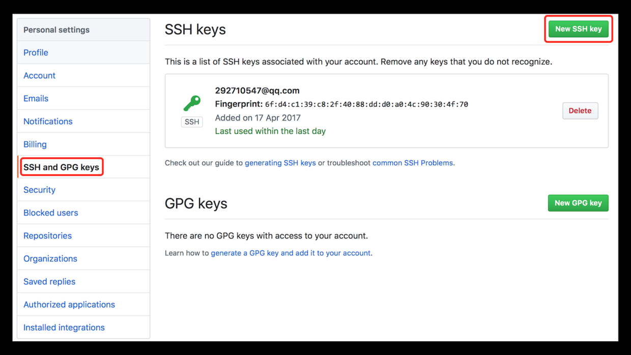 添加 SSH Key