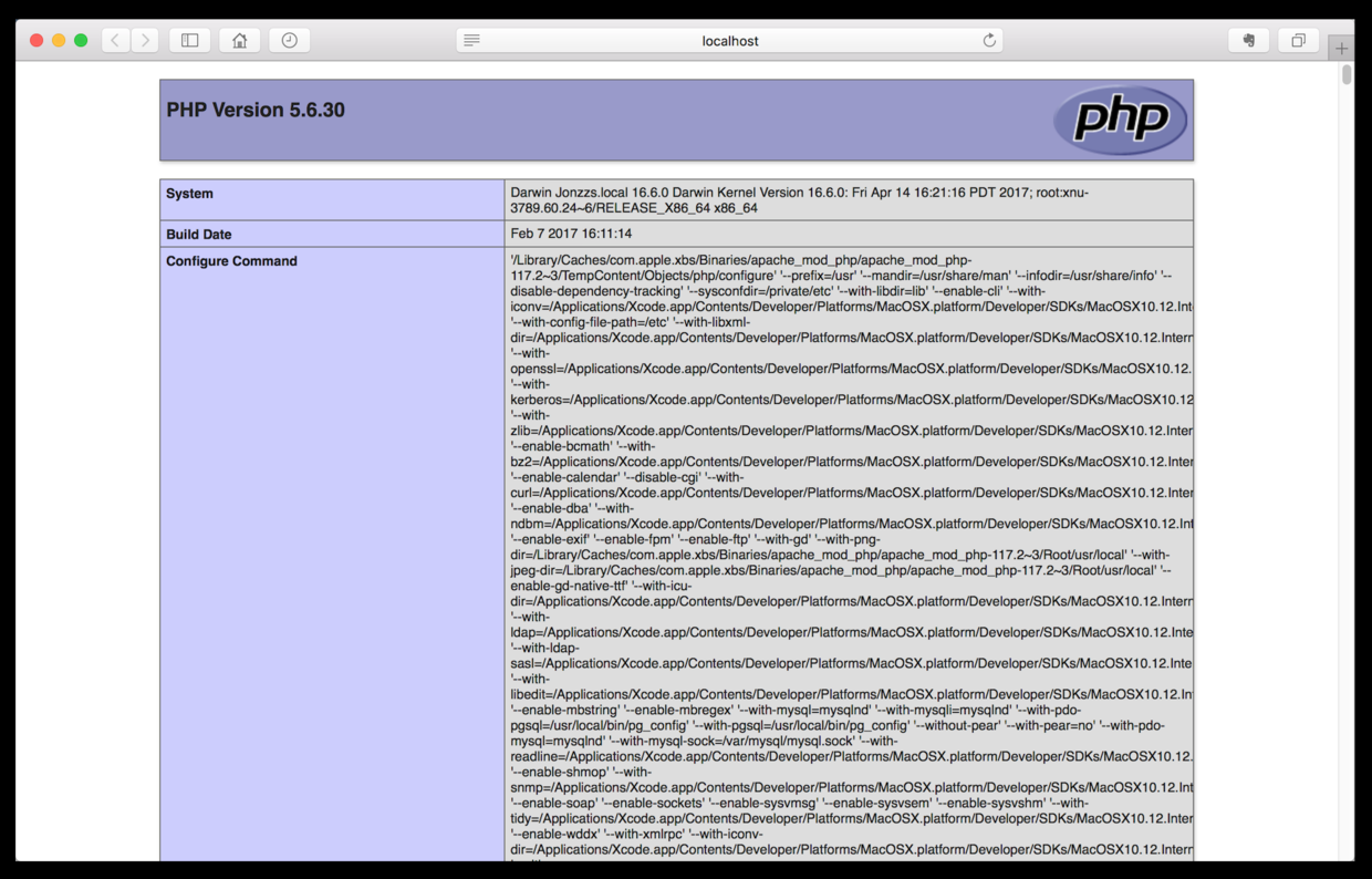 phpinfo